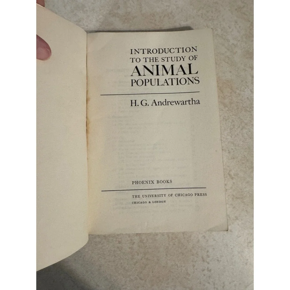 Introduction to the Study of Animal‎ Populations H.G. Andrewartha 1965 Vintage